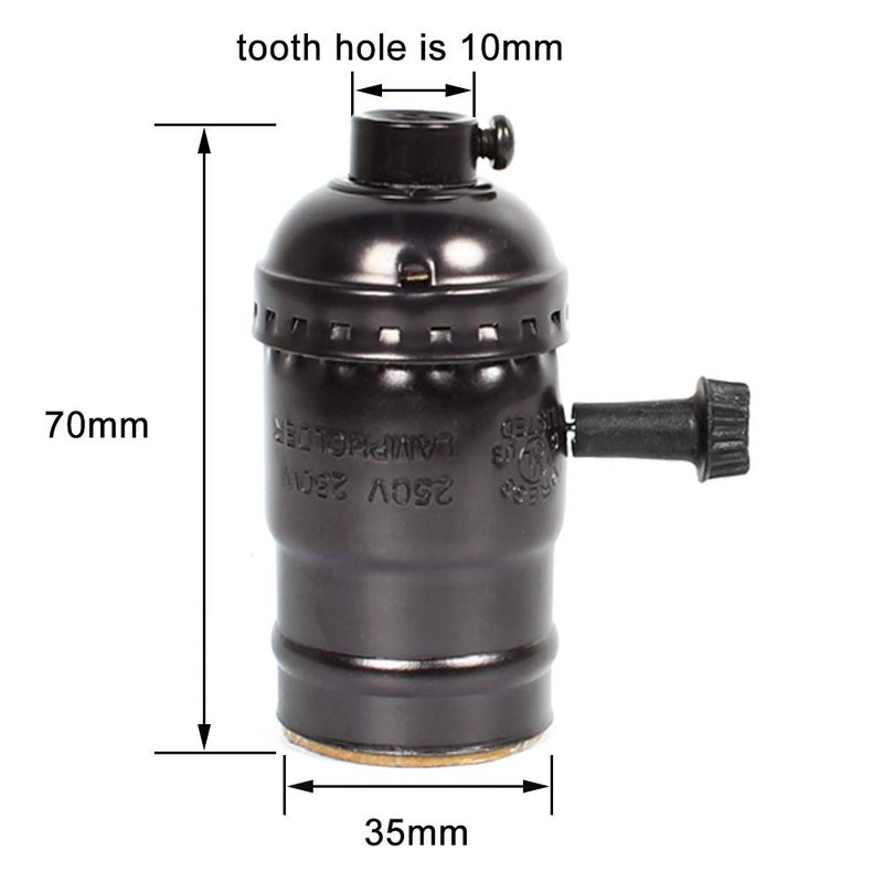 PRUNLLA Vintage Lamp Socket E26/E27 lamp Holder,PRUNLLA Light Socket with Turn Knob Edison Industrial Metal Shell for Fixture Replacement DIY Lighting,10Pack (Pearl Black) - Image 1